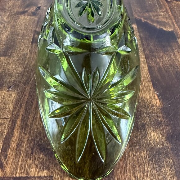 VINTAGE Anchor Hocking Green EAPC/Star of David Small Boat 9" Bowl - Picture 5 of 8